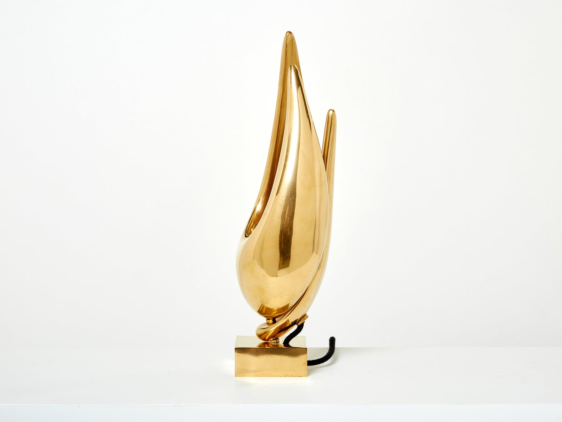 Rare lampe moderniste Michel Armand bronze doré 1970
