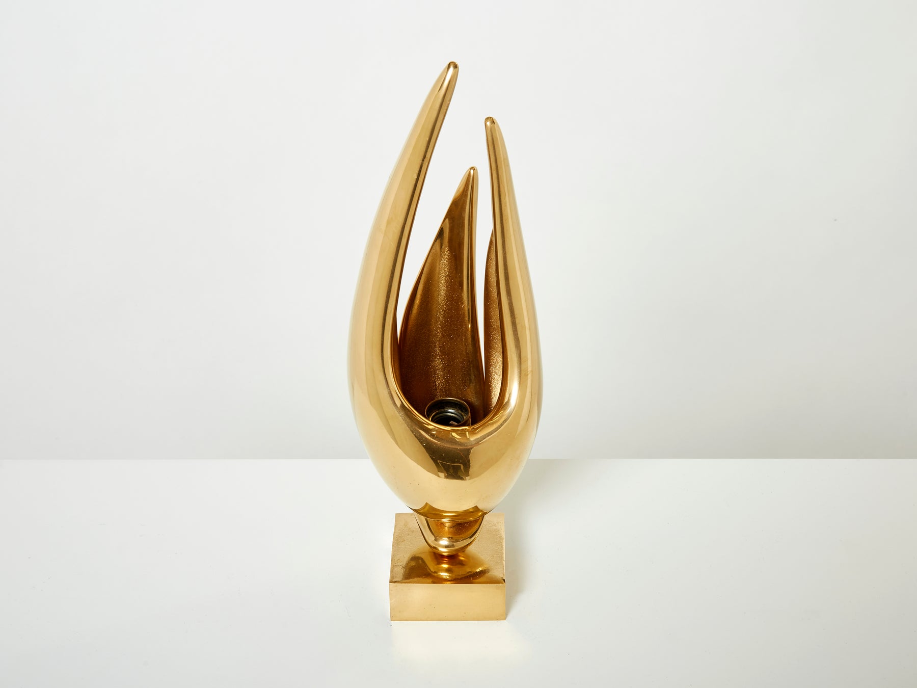 Michel Armand gilt bronze modernist sculpture table lamp 1970