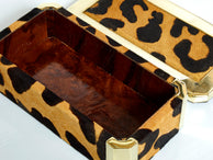 Mid-Century Italian brass leopard fur jewellery box 1970