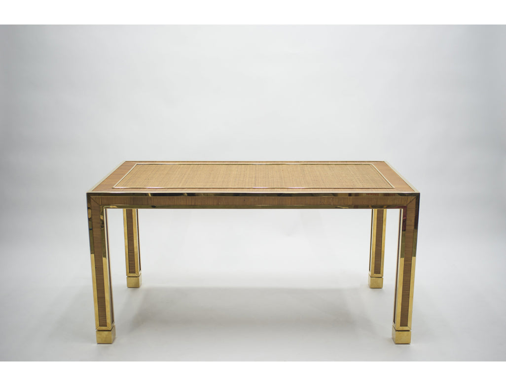 Mid-century brass and bamboo dining table style of Crespi 1970s