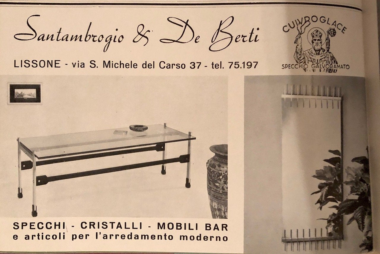 Rare Table Basse Santambrogio & De Berti laiton palissandre Italie 1960