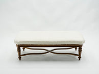 Louis XIV Style French bench dark oak from 1920s
