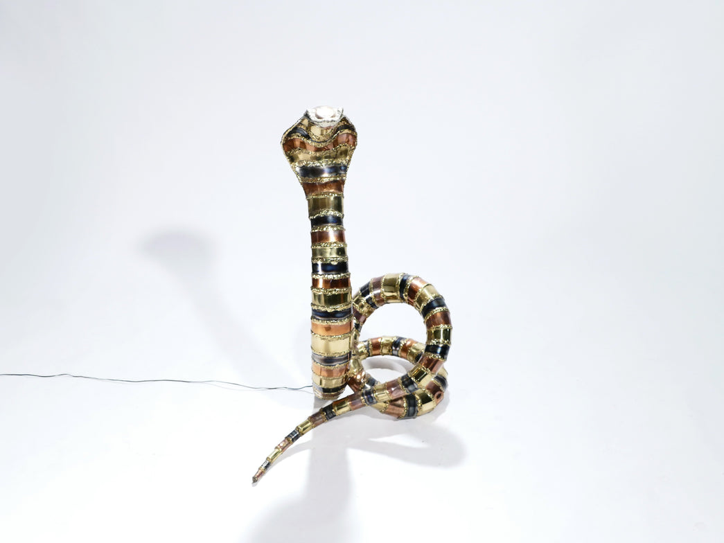 Signed Isabelle Faure cobra sculpture floor lamp 1970s