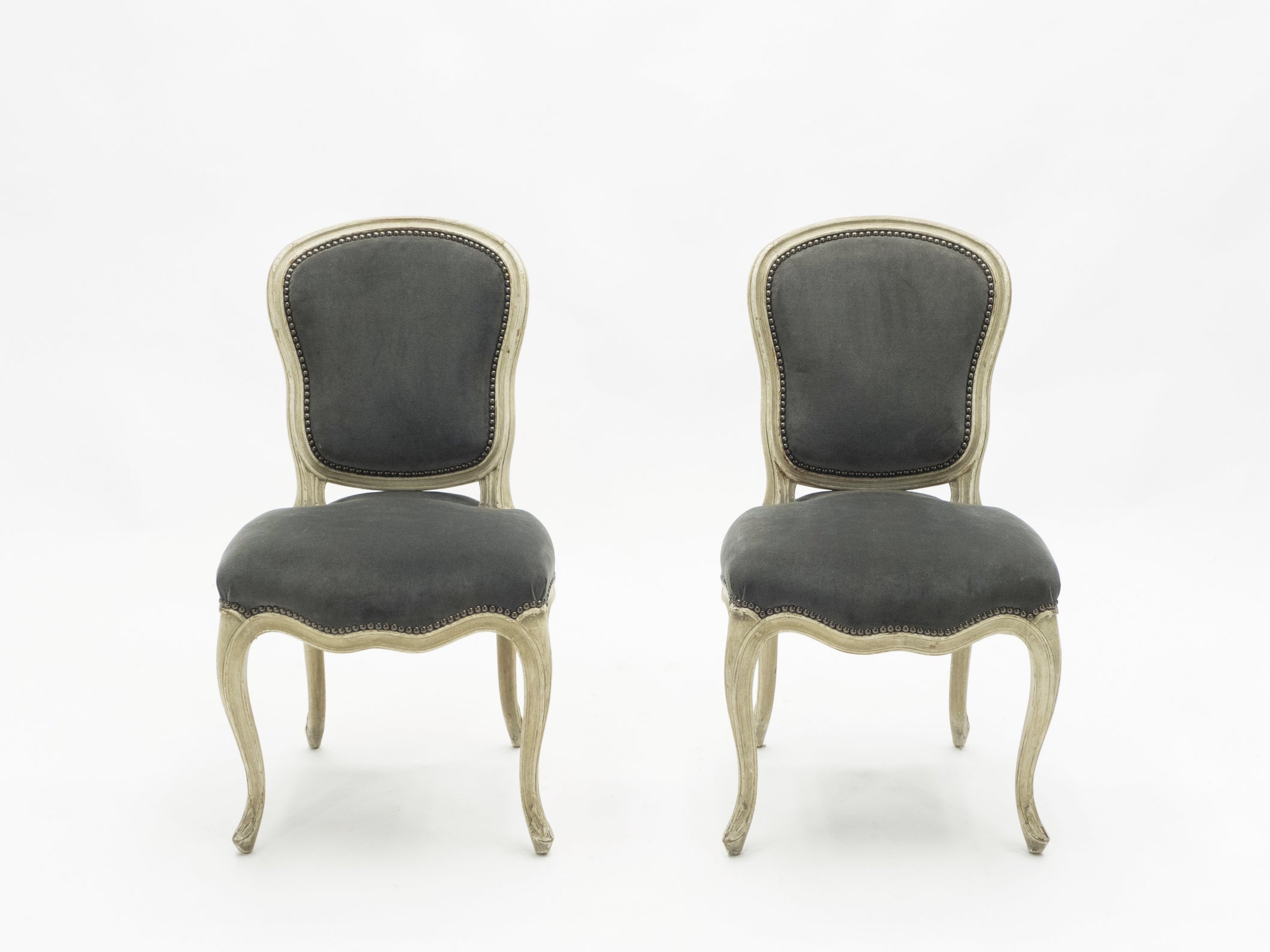 Rare pair of stamped Maison Jansen Louis XV neoclassical chairs 1940s