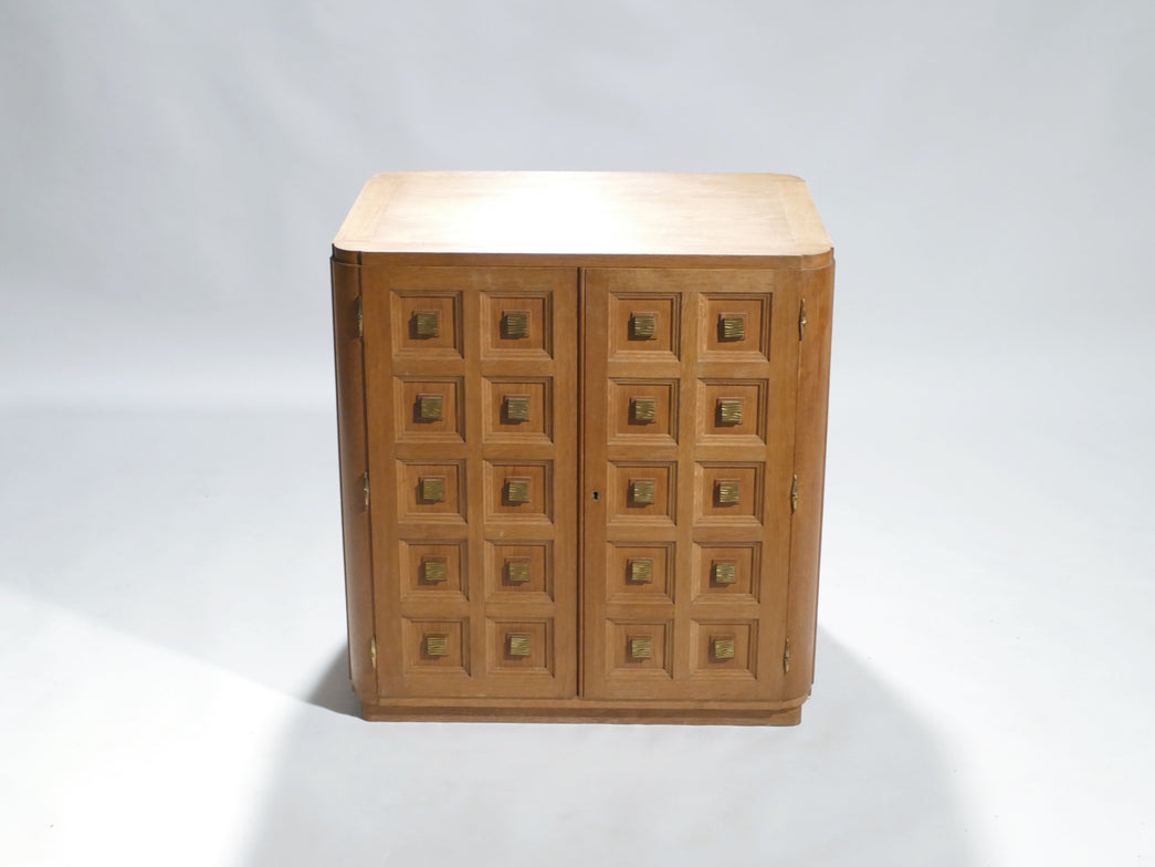 Small french art deco oak and brass cabinet 1940’s