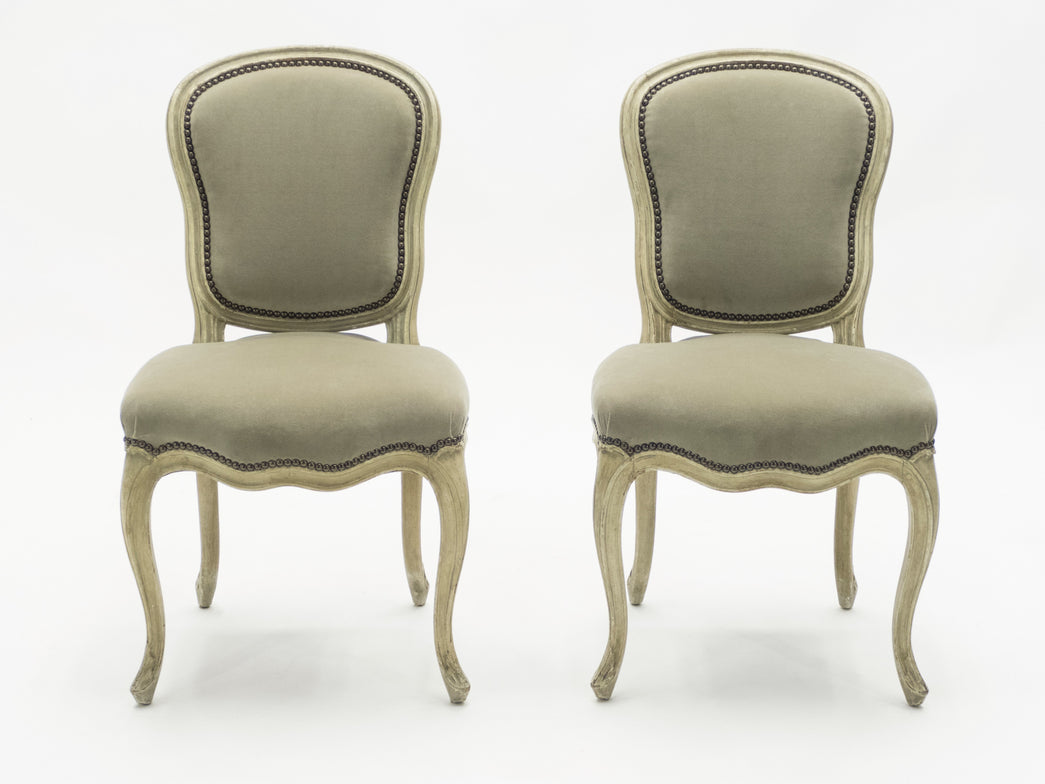 Rare pair of stamped Maison Jansen Louis XV neoclassical chairs 1940s.