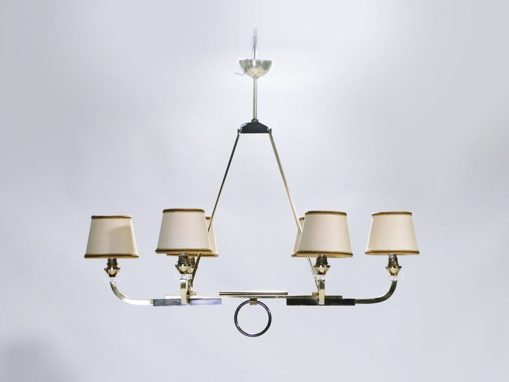Jacques Adnet brass and gunmetal chandelier 1950’s