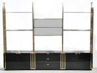 Rare Kim Moltzer French Lacquer and brass shelves 1970s