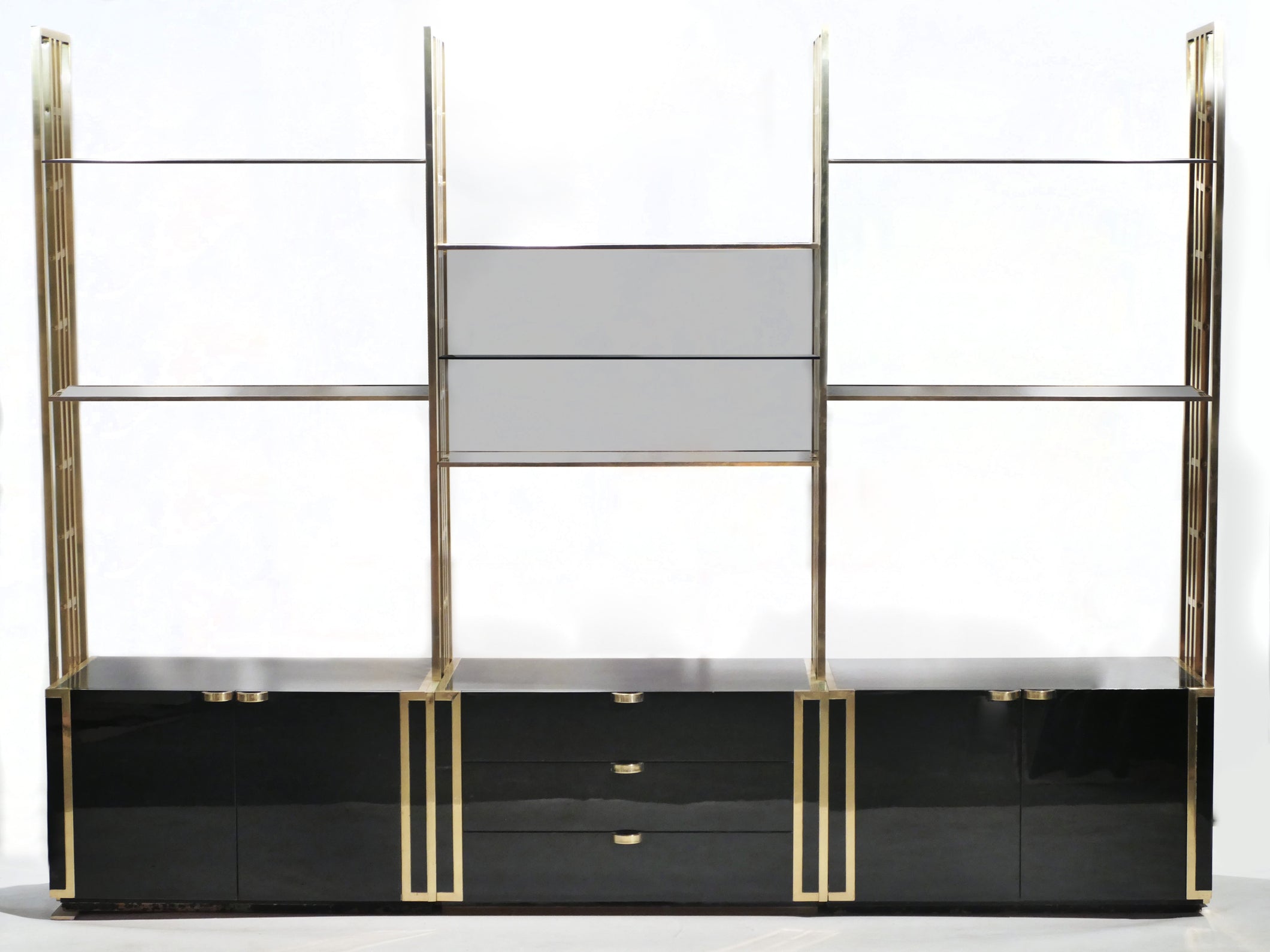 Rare Kim Moltzer French Lacquer and brass shelves 1970s