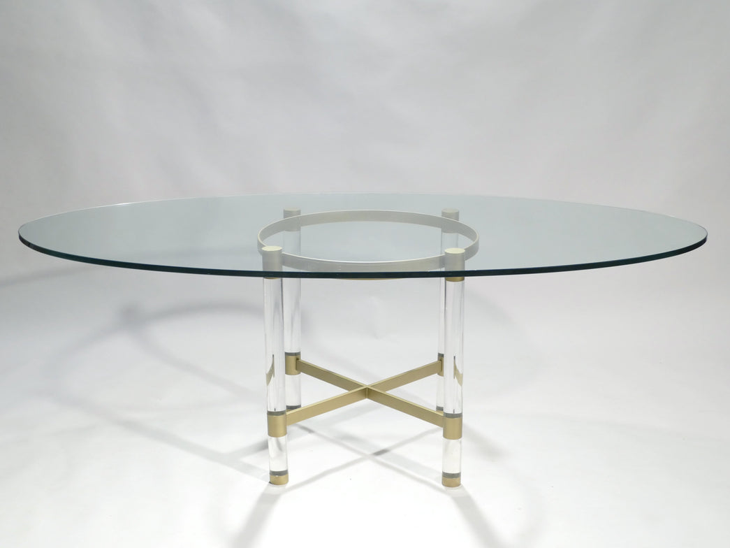 Table plexi laiton de Sandro Petti pour Metalarte 1970