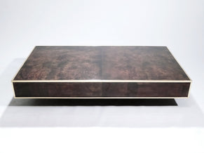 Grande table basse parchemin et laiton par Aldo Tura années 60