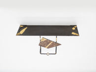 Jean-Jacques Argueyrolles console table Wrought Iron Gold Leaf 1990