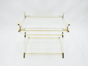 Rare French side tray table lucite and brass Maison Jansen 1970s