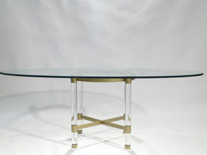 Table plexi laiton de Sandro Petti pour Metalarte 1970