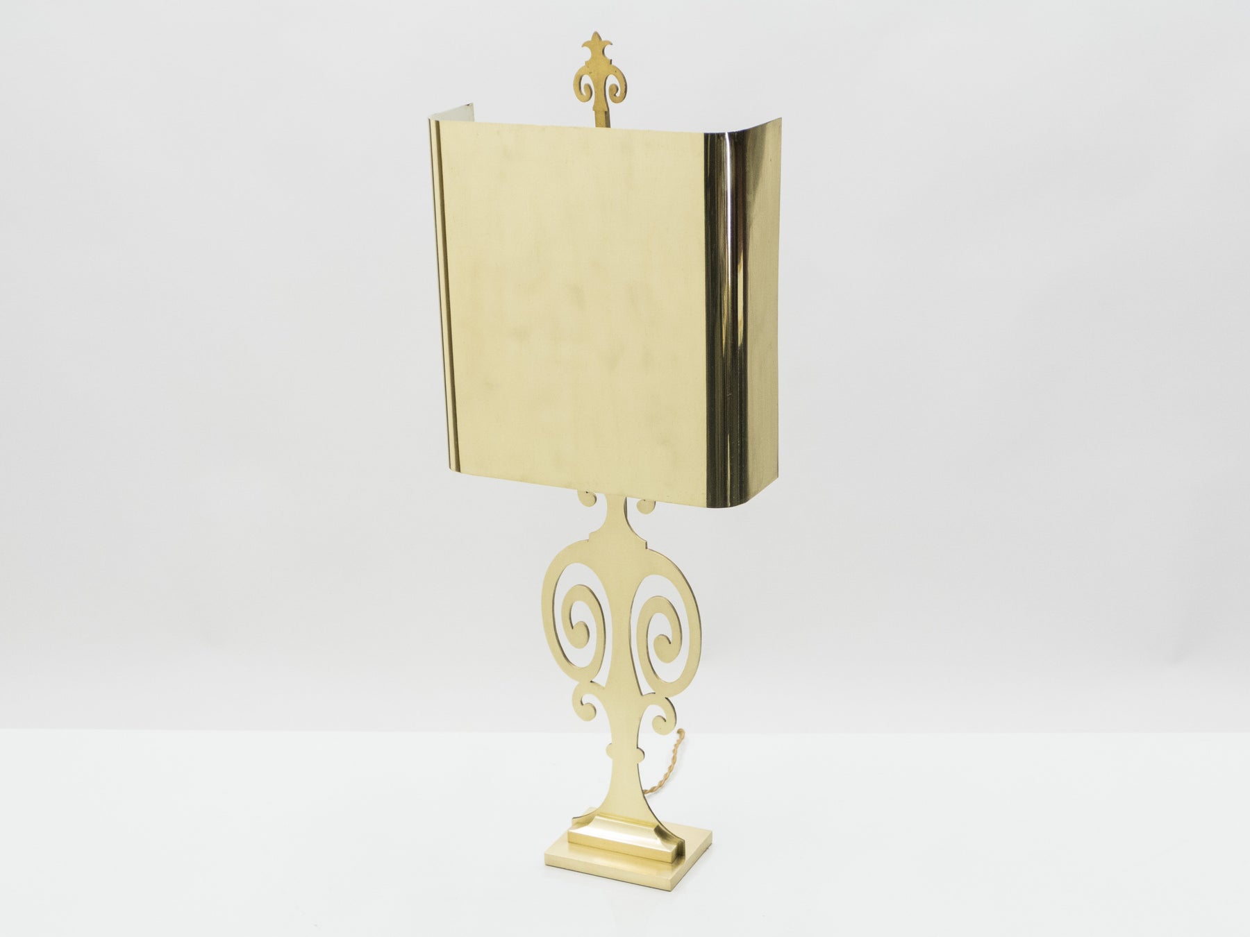 French neoclassical Maison Charles brass lamp 1970s