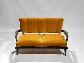 Velvet sofa by Etienne-Henri Martin for Steiner 1950’s