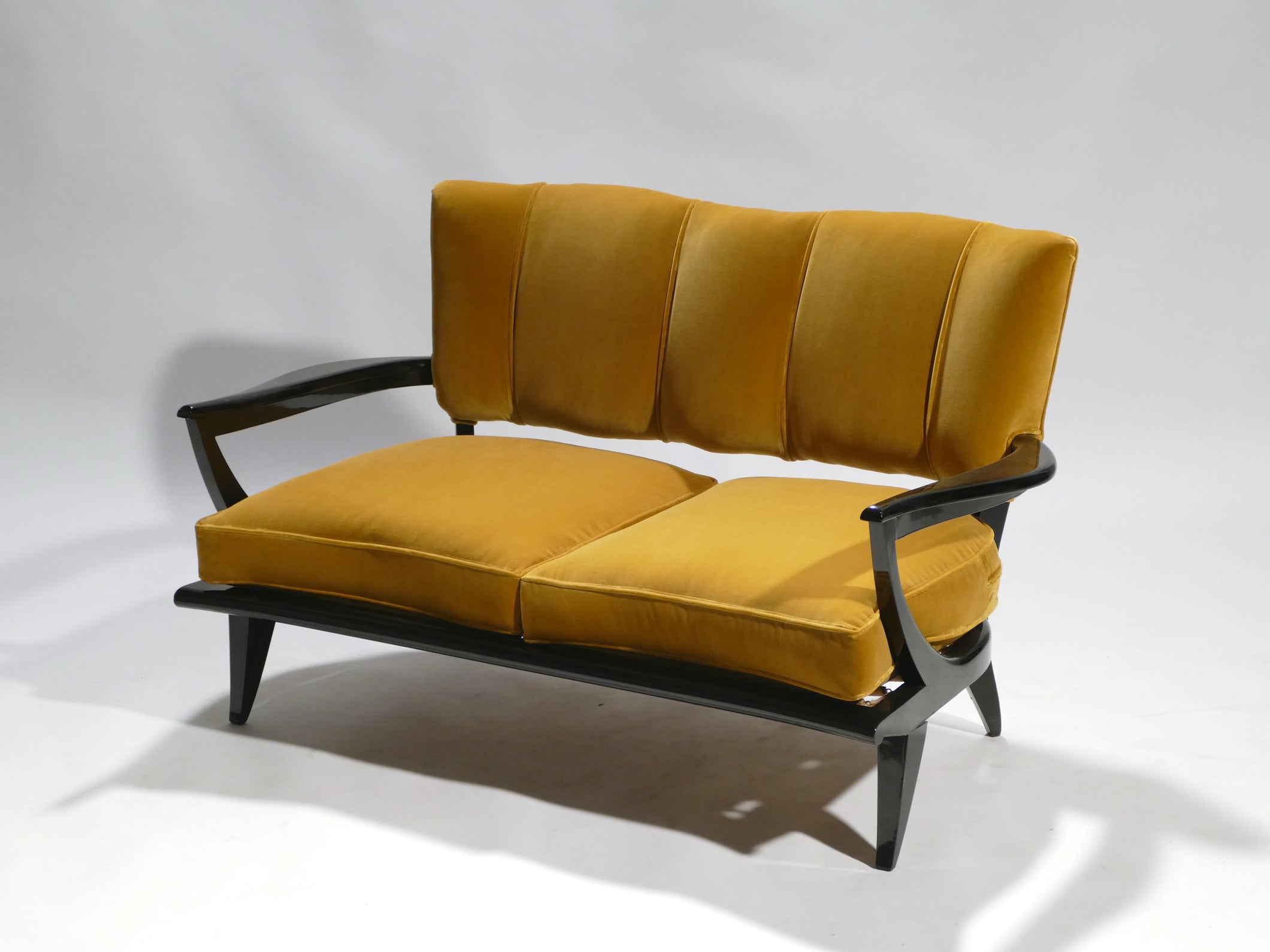 Velvet sofa by Etienne-Henri Martin for Steiner 1950’s