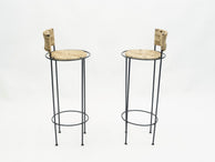 Pair of french bar stools rope and metal by Audoux Minet 1950s