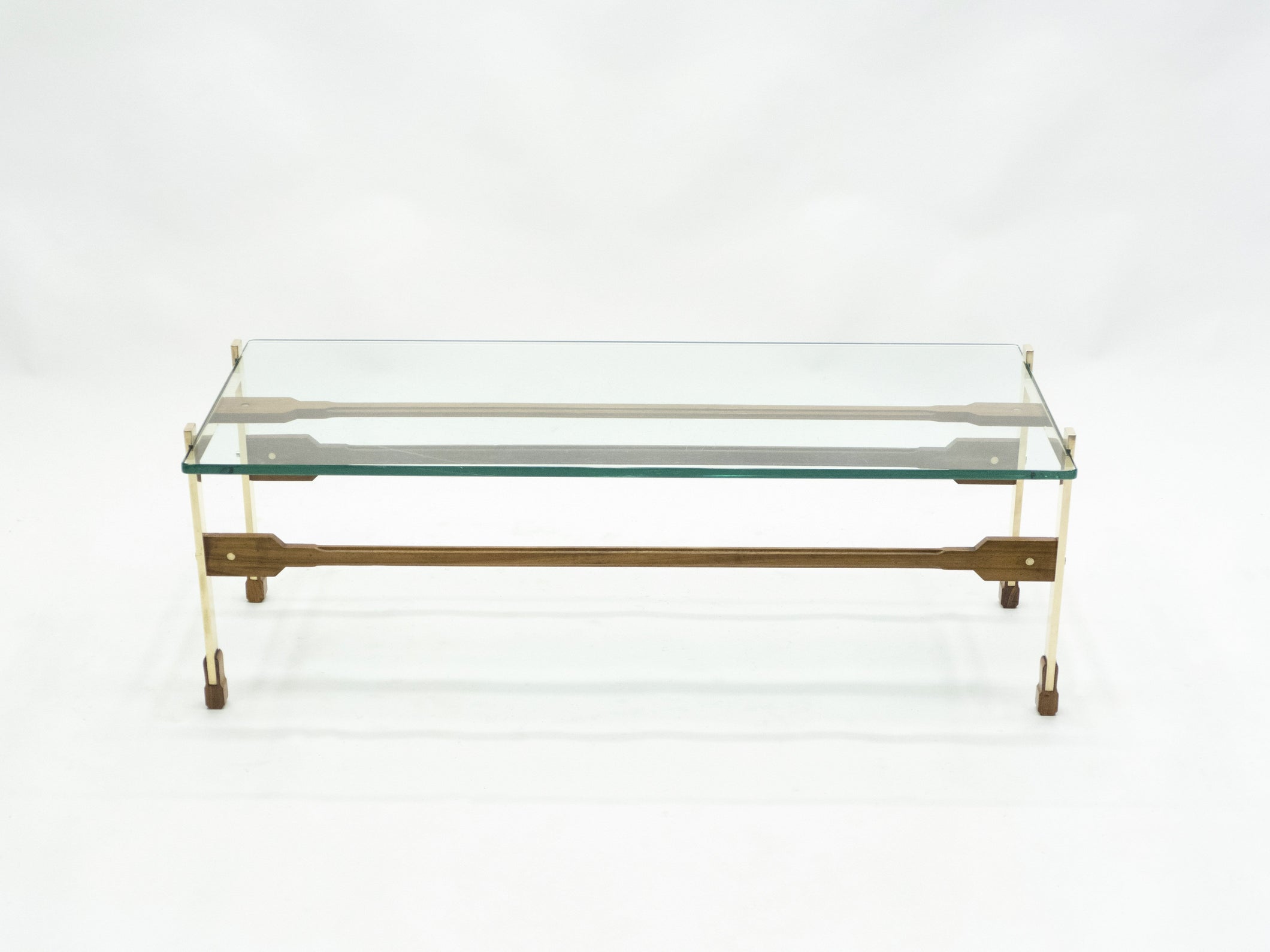 Rare Italian Santambrogio & De Berti brass rosewood Coffee Table 1960s