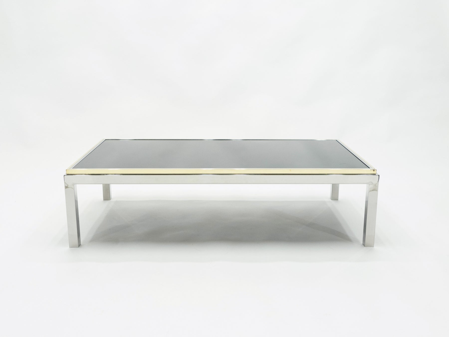 Large brass and chrome Coffee Table Willy Rizzo model Flaminia 1970s