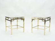 French Brass two-tier end tables Guy Lefevre for Maison Jansen 1970s