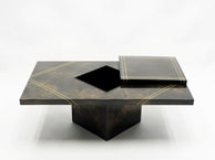 Guy Lefevre for Ligne Roset lacquered brass bar coffee table 1970s