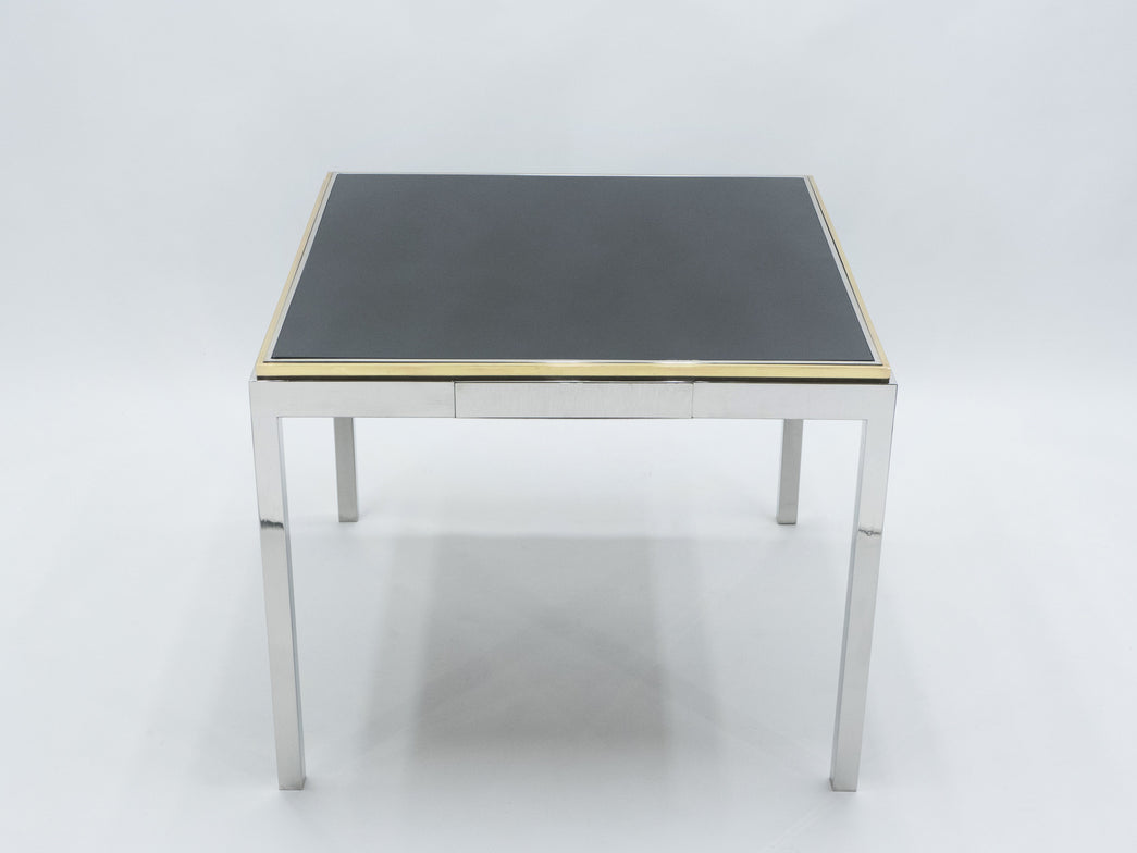 Table à jeu laquée laiton chrome Flaminia Willy Rizzo 1970