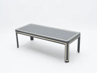French black wood and brass Art deco coffee table 1940s