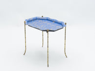 French Maison Baguès bronze blue tray table 1960