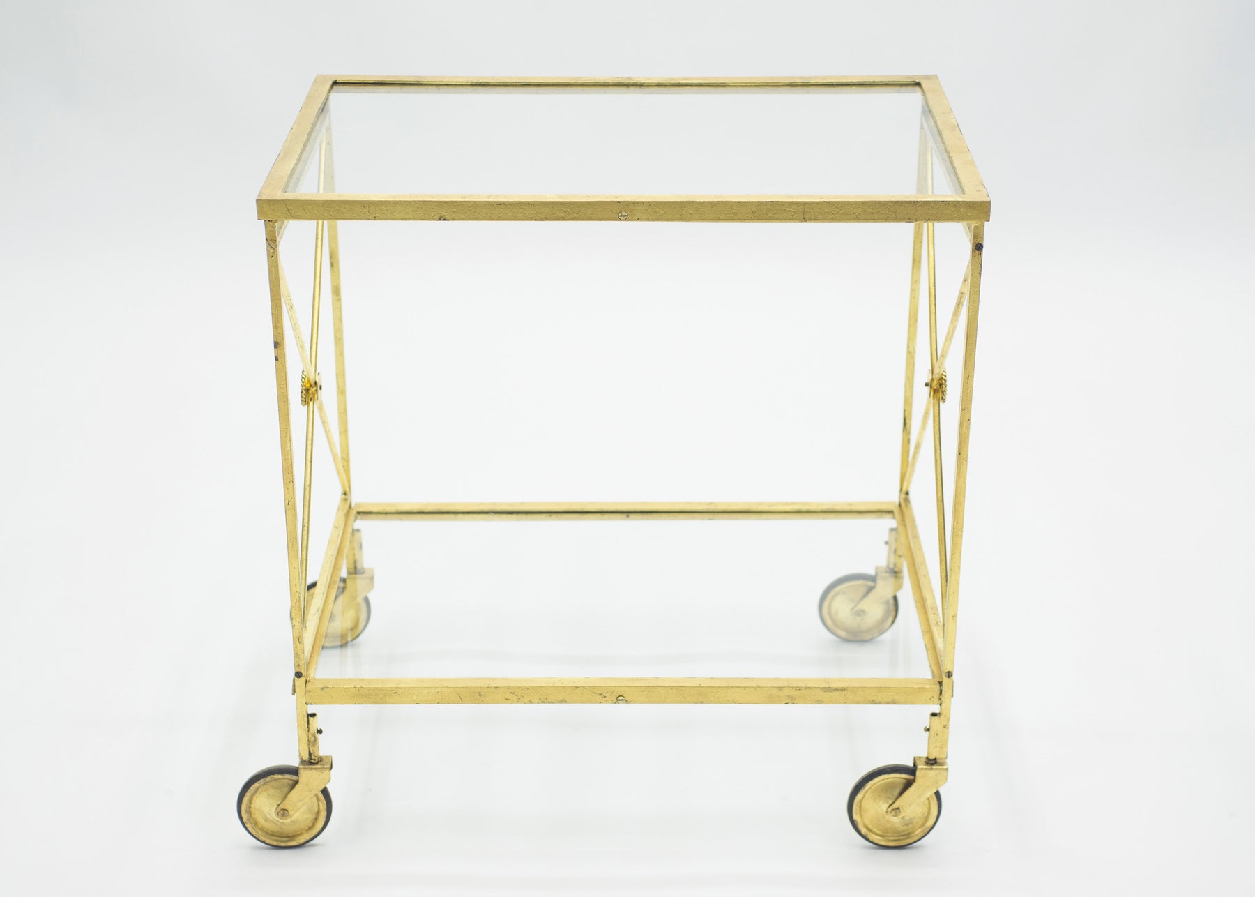 French neoclassical Maison Jansen gilded iron bar cart 1960s