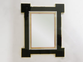 Rare mirror by Alain Delon for Maison Jansen Lacquer and brass 1975