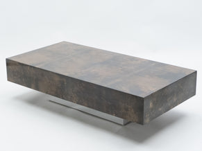 Rare goatskin parchment coffee table by Aldo Tura 1960s.