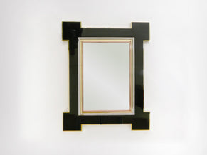 Rare mirror by Alain Delon for Maison Jansen Lacquer and brass 1975