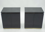 Paire de cabinets laqués noirs et laiton J.C. Mahey 1970