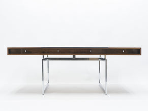 Unique Bodil Kjaer Rosewood chrome desk E. Pedersen & Søn Denmark 1960s