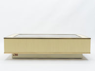 Italian Tommaso Barbi faux bamboo brass mirrored coffee table 1970s