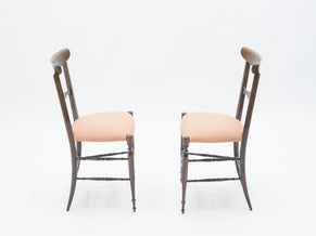 Rare set of six Campanino Chiavari walnut chairs by Fratelli Levaggi 1950.