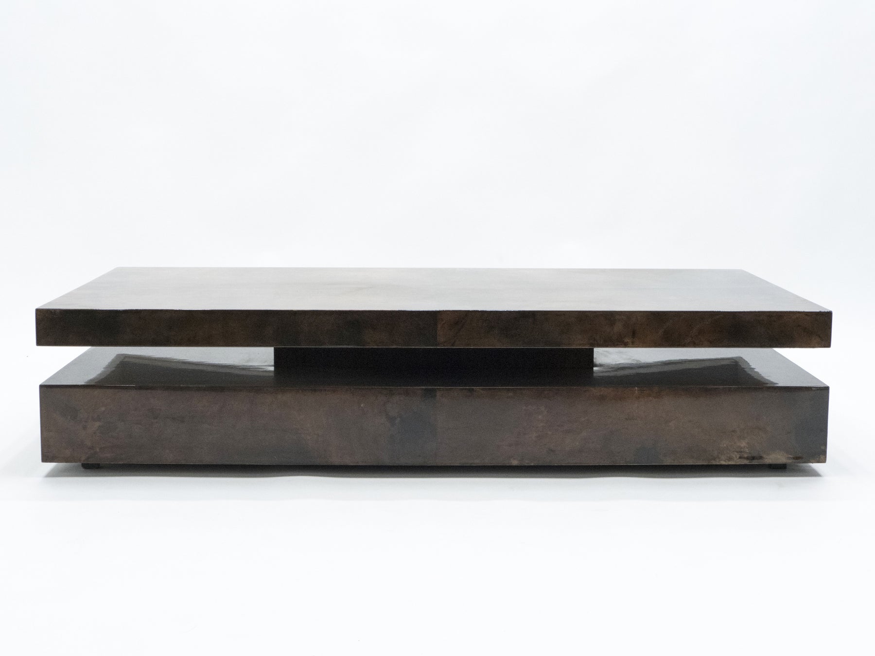 Grande table basse parchemin par Aldo Tura années 60