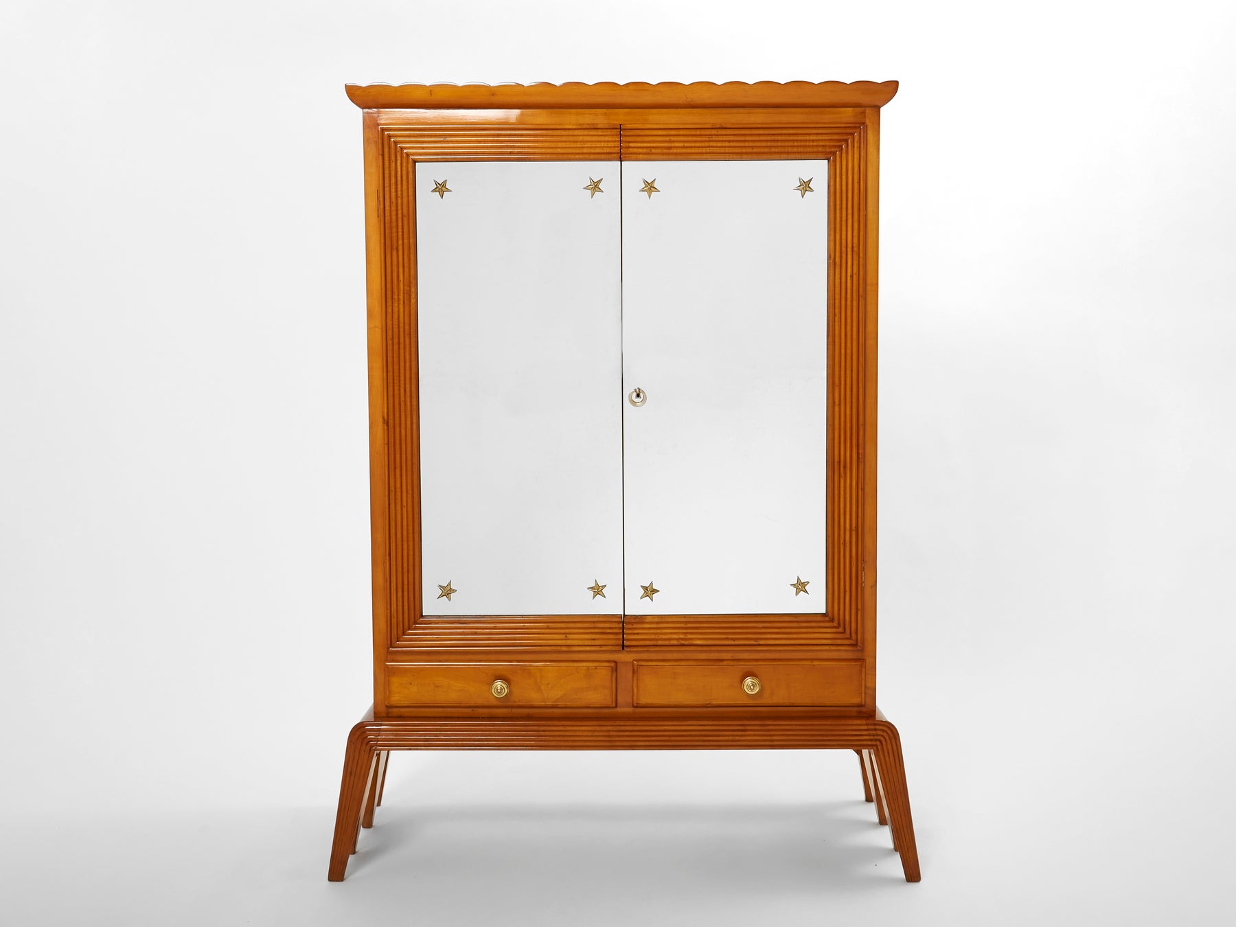 Osvaldo Borsani cherry wood mirrored bar cabinet for ABV 1940