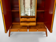 Cabinet bar en merisier et miroir par Osvaldo Borsani pour ABV 1940 