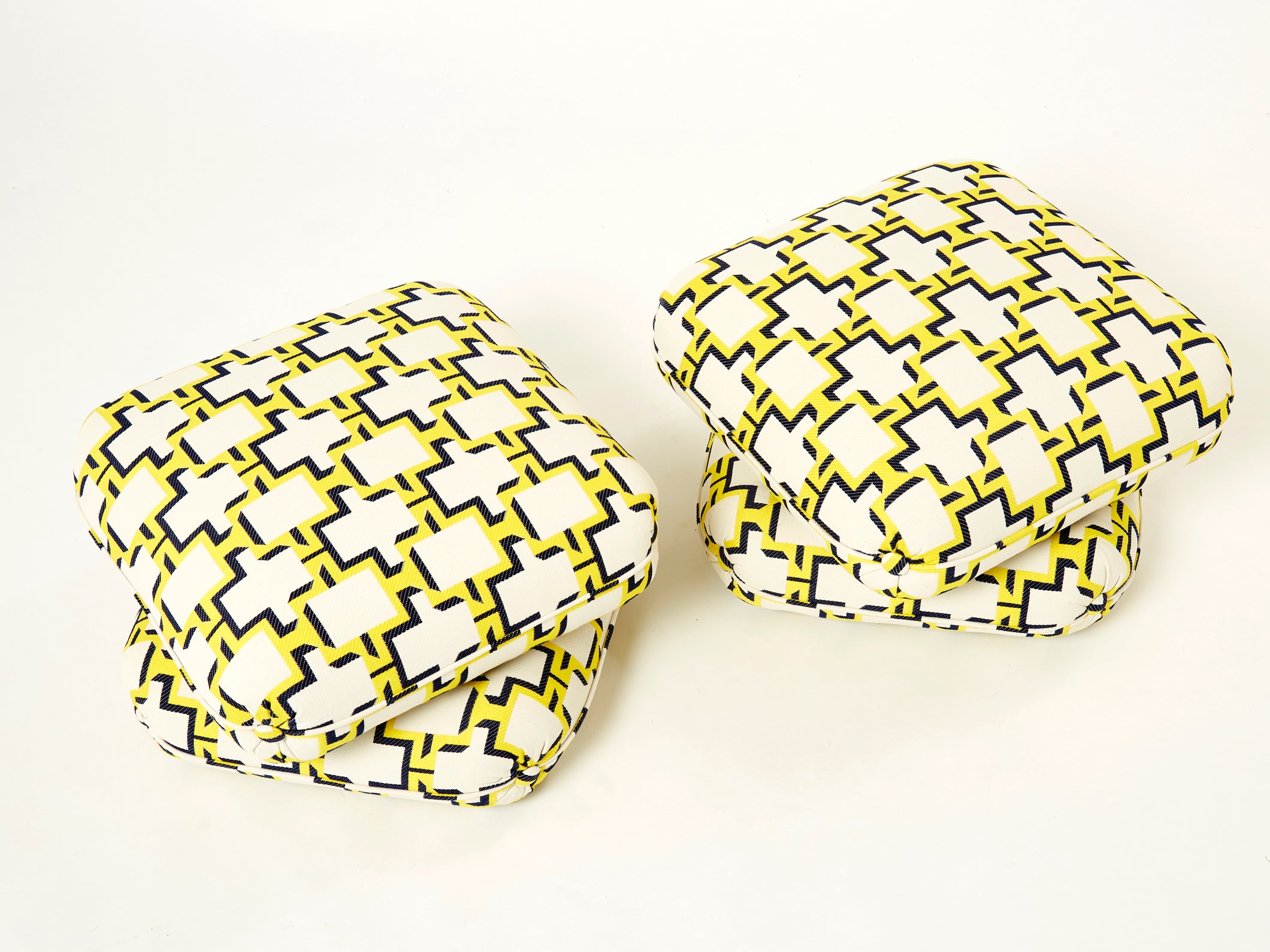 Pair of outdoor ottomans poufs by J. Charpentier for Maison Jansen 1970s