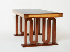 Table bureau en palissandre érable et verre noir de Paolo Buffa 1940