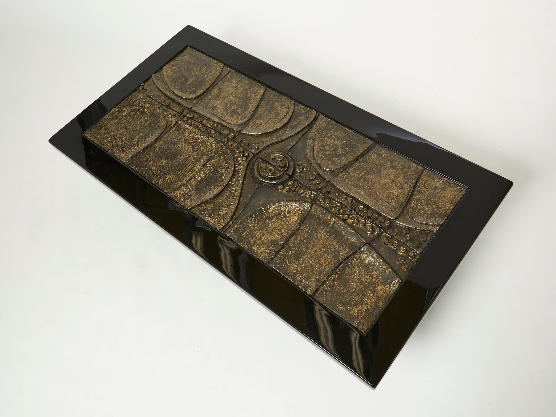 Belgian brutalist ceramic lacquer coffee table by Pia Manu 1970s