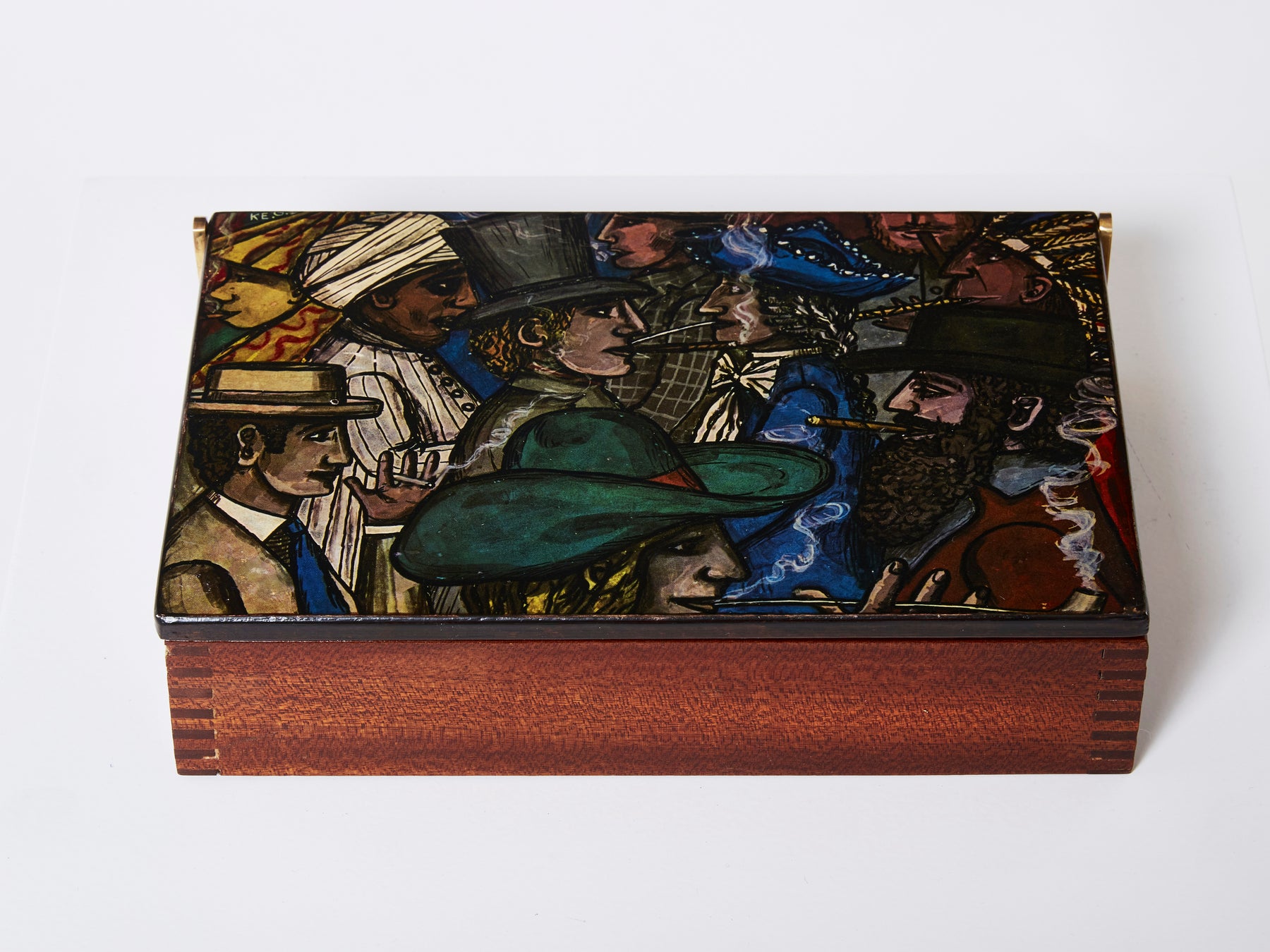 Piero Fornasetti mahogany painted wood box 1950