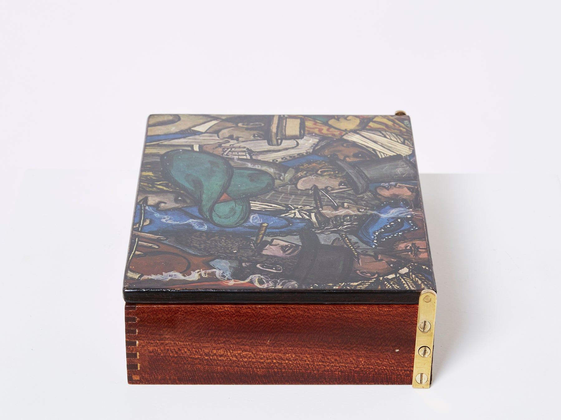 Boîte en acajou et bois peint par Piero Fornasetti 1950

