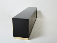 Pierre Cardin sideboard brass black lacquered shell inlays 1980s