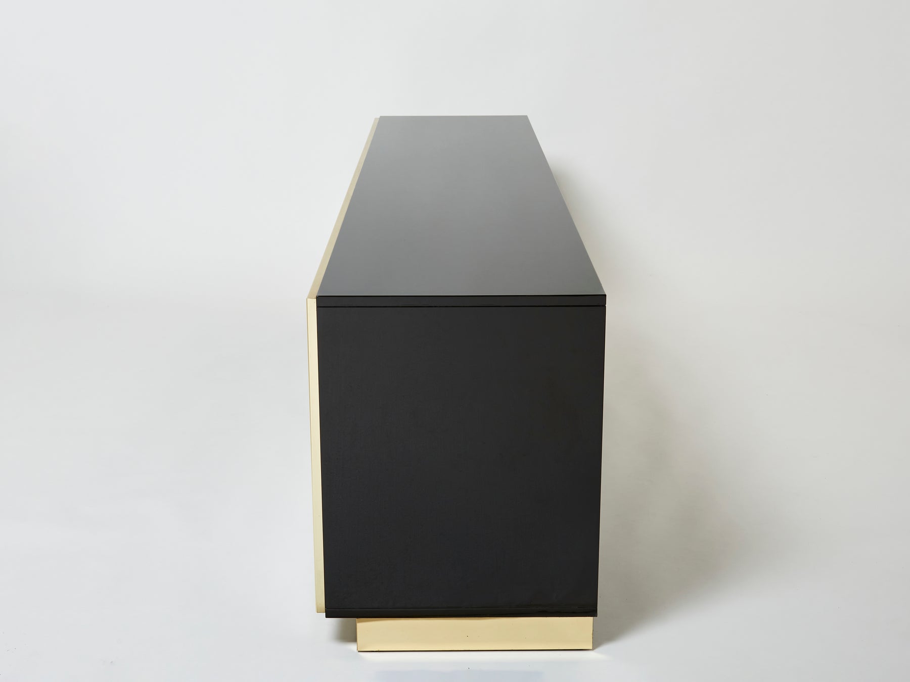 Pierre Cardin sideboard brass black lacquered shell inlays 1980s