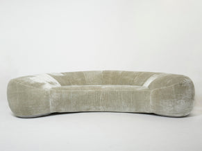 Croissant sofa by Raphael Raffel for Honore Paris in Mohair velvet 1970s.