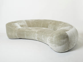 Croissant sofa by Raphael Raffel for Honore Paris in Mohair velvet 1970s.