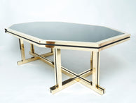 Rare brass black opaline glass Maison Jansen dining table 1970s